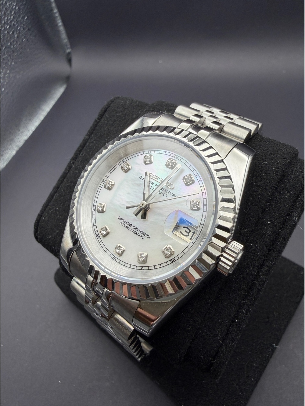 Custom Seiko Diamond Pearl Datejust Mod